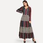 Shein Stripe & Geometric Pattern Longline Dress