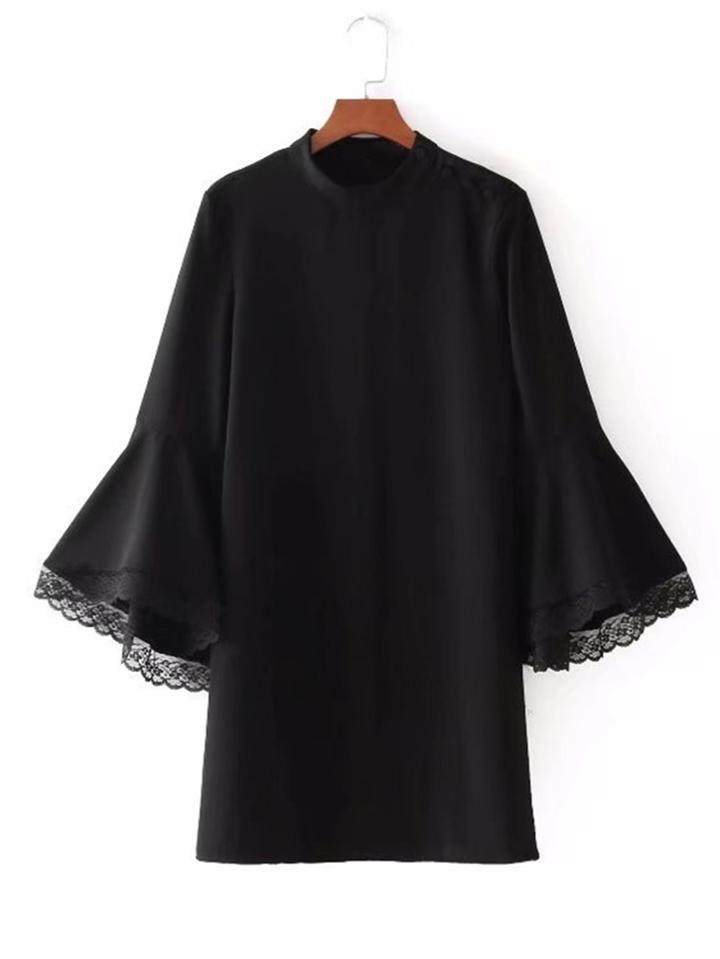 Shein Lace Cuff Flounce Sleeve Dress