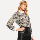 Shein Snake Print Stand Neck Blouse