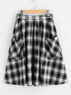 Shein Pocket Front Zip Back Gingham Swing Skirt