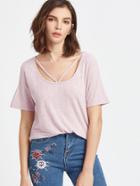 Shein V Strap Scoop Neck Ribbed Tee