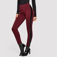 Shein Contrast Pu Tape Pants
