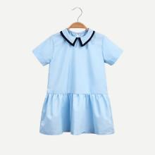Shein Girls Contrast Trim Collar Peplum Dress