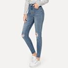 Shein Cut Out Frayed Trim Jeans
