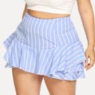 Shein Plus Tiered Striped Zip Up Back Shorts