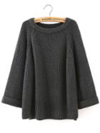 Shein Black Round Neck Long Sleeve Loose Sweater