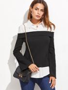 Shein Contrast Pointed Collar 2 In 1 Blouse