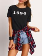 Shein Black Number Print T-shirt