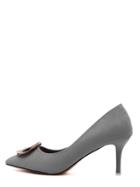 Shein Grey Faux Suede Metal Buckle High Heeled Pumps
