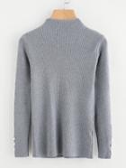 Shein Pearl Embellished Split Sleeve Rib Knit Jumper