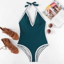 Shein Low Back Contrast Trim Swimsuit