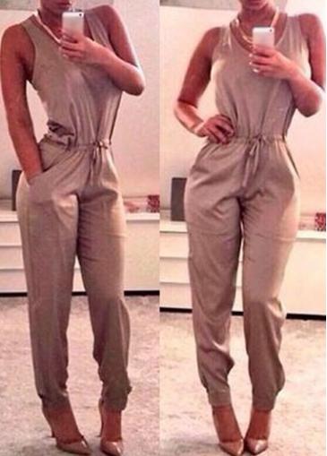 Rosewe Ankle Length Round Neck Tank Jumpsuit
