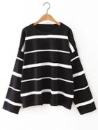 Shein Black Round Neck Stripe Sweater