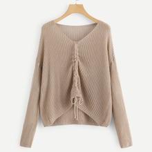 Shein Drawstring Front Solid Jumper