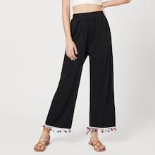 Shein Elastic Waist Pompom Embellished Pants