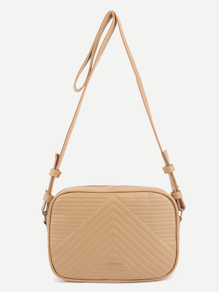 Shein Apricot Faux Leather Quilted Crossbody Bag