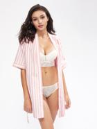 Shein Striped Kimono Robe With Tie