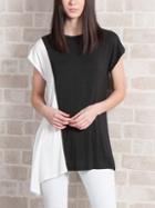 Shein Contrast Asymmetrical Split T-shirt