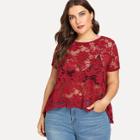 Shein Plus Split Back See Through Lace Top