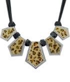 Shein Black Bead Leopard Print Necklace