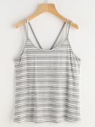 Shein Striped Double Strap Ribbed Knit Cami Top