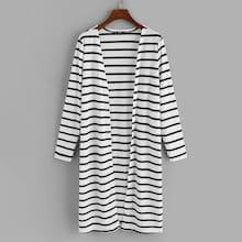 Shein Open Front Striped Longline Coat