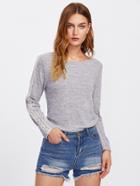 Shein Lace Applique Marled Knit T-shirt