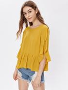 Shein Tie Back Split Sleeve Frilled Smock Top