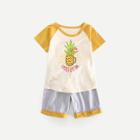 Shein Boys Pineapple Print Tee With Rolled Hem Shorts