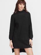 Shein Black Turtleneck Side Slit High Low Sweater