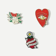 Shein Heart & Eye Brooch Set 3pcs
