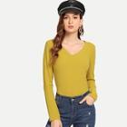 Shein Ribbed Knit V-neck Top