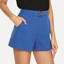 Shein Ring Detail Slant Pocket Shorts
