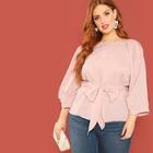 Shein Plus Bow Tie Front Solid Top