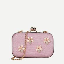 Shein Faux Pearl Kiss Lock Chain Clutch