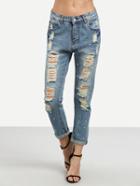 Shein Blue Ripped Slim Jeans