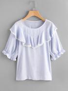 Shein Flounce Layered Lace Trim Blouse