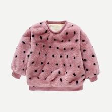 Shein Toddler Girls Polka Dot Teddy Sweatshirt