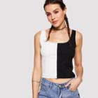 Shein Two Tone Ribbed Crop Top