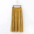 Shein Solid Pleated Velvet Skirt