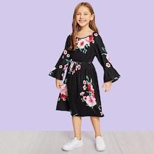 Shein Toddler Girls Floral Print Dress