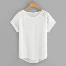 Shein Roll Up Sleeve High Low Tee