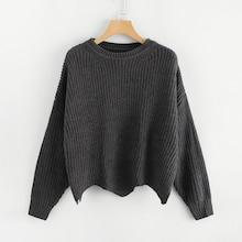Shein Dropped Shoulder Scalloped Hem Jumper