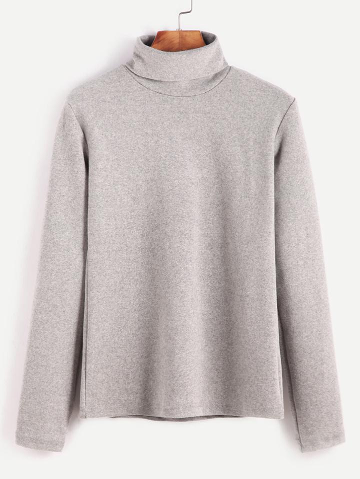 Shein Grey Turtleneck Long Sleeve T-shirt