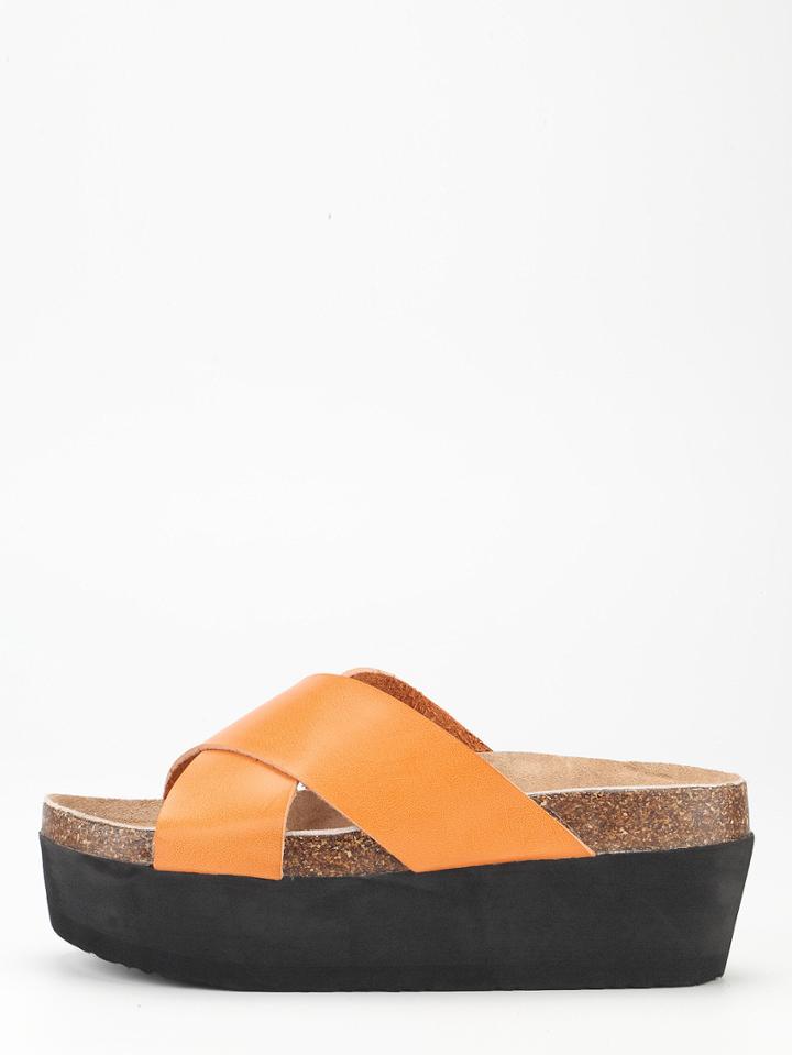 Shein Crisscross Strap Platform Slides - Camel