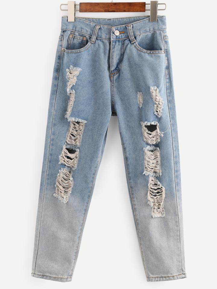 Shein Blue Ombre Ripped Jeans
