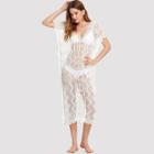 Shein Crochet Insert Embroidered Sheer Cover Up Dress