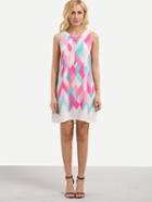 Shein Multicolor Geometric Print Sleeveless Shift Dress