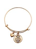 Shein Rose Gold Heart And Anchor Charm Metal Bracelet