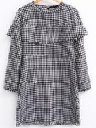 Shein Two Tone Flounce Detail Houndstooth Dress